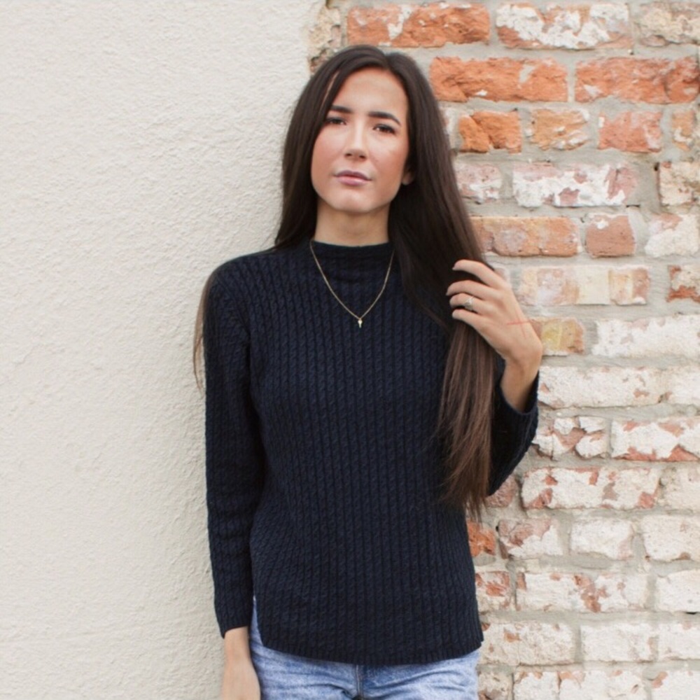 Vintage Deep Grey 3/4 Sleeve Sweater